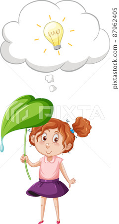 A girl standing and thinking on white background A girl standing and thinking on white background 87962405