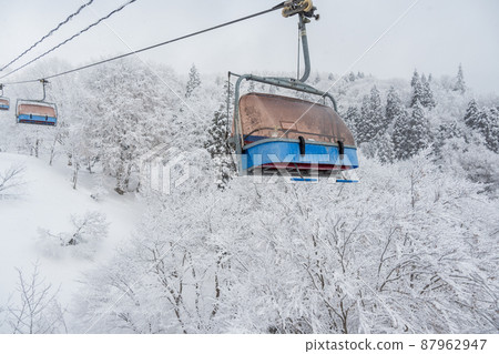 Japanese ski resort lift / Niigata prefecture February 2022 87962947