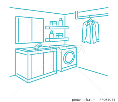 帶洗臉盆和洗衣機的洗衣房 87963014