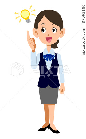 A female office worker wearing uniform wears an idea 87963180