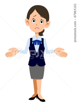 Female company workers wearing uniforms get shocked 87963181