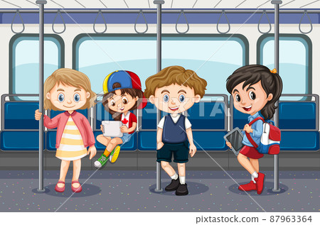 Scene with many people using public transportation Scene with many people using public transportation 87963364