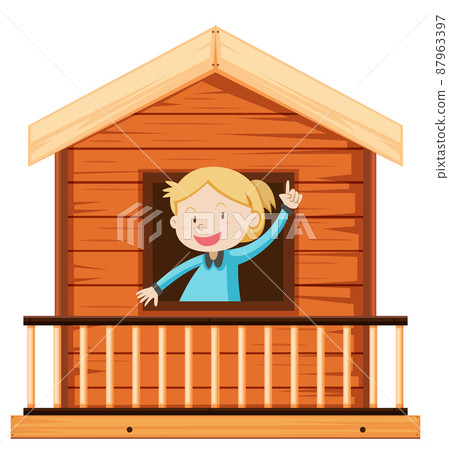 Little girl standing by the window 87963397