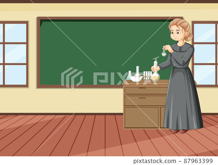 Portrait of Marie Curie in cartoon style 87963399