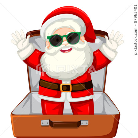 Christmas theme with Santa in a luggage on white background 87963401