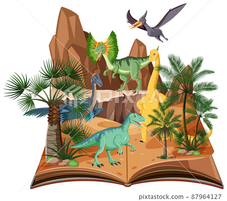 Scene with dinosaurs in the forest Scene with dinosaurs in the forest 87964127