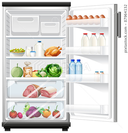 Refrigerator with lots of food Refrigerator with lots of food 87964132