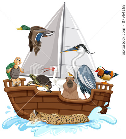 Many animals on the boat 87964168
