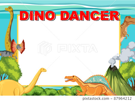 Banner design with dinosaurs in background Banner design with dinosaurs in background 87964212