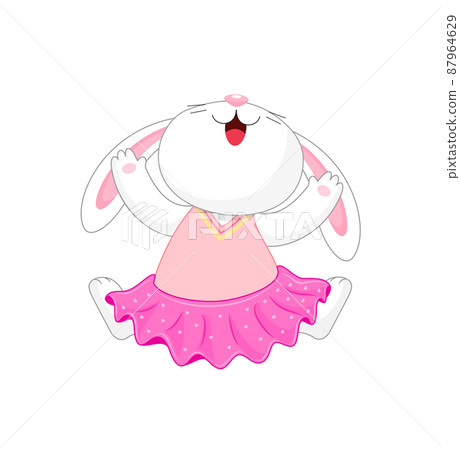 Cute cartoon bunny character jumping. Cute cartoon bunny character jumping. 87964629