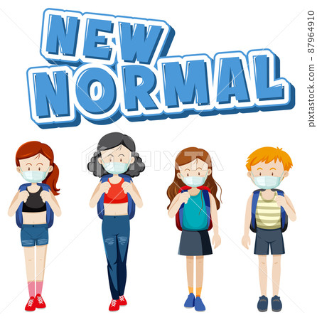 New Normal typography design with passengers wearing masks 87964910