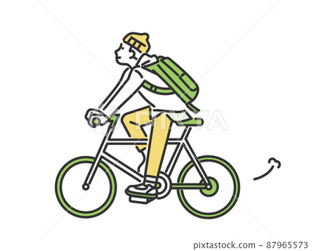 騎自行車上下班的時尚年輕人的形象插圖素材 87965573