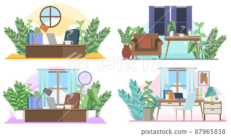 Set of simple interior house area flat style Set of simple interior house area flat style 87965838