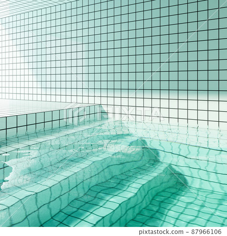 indoor swimming pool with green tiles wall,… - Stock Illustration