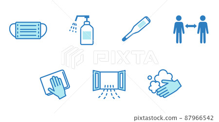 Infectious disease prevention illustration set (blue) 87966542