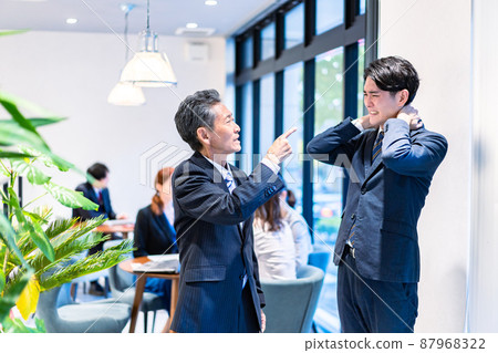 Boss rebuking his subordinates 87968322