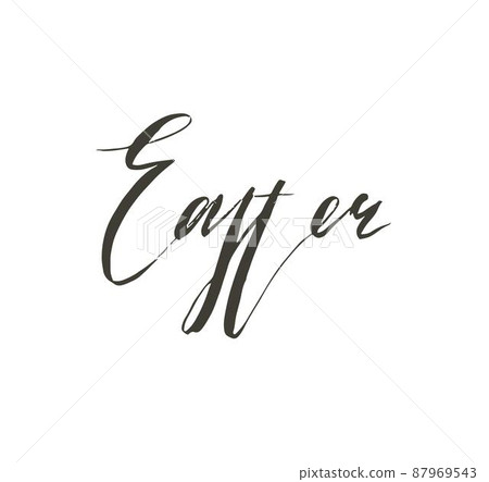 Hand drawn vector abstract graphic scandinavian Happy Easter cute greeting card template with Easter calligraphy lettering phases text isolated on white background Hand drawn vector abstract graphic scandinavian Happy Easter cute greeting card template with Easter calligraphy lettering phases text isolated on white background 87969543