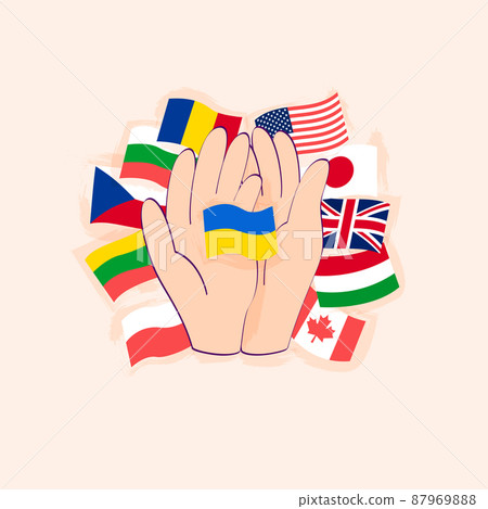 Different Coutries Support Ukraine Flags 87969888