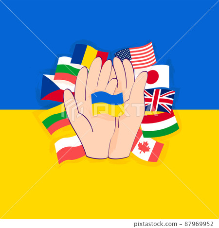 Ukraine Support Hands Flags Ukraine Support Hands Flags 87969952