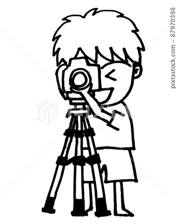 相機孩子在三腳架上拍攝 87970398