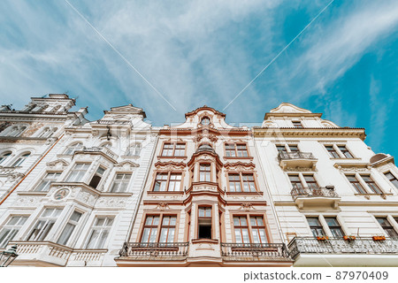 Row of baroque style facades. Close-up shot 87970409