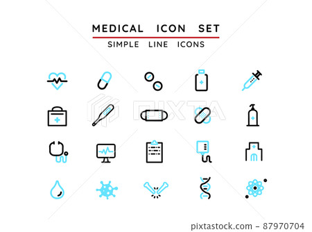 Simple and cute medical line icon set Simple and cute medical line icon set 87970704