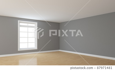 8K Ultra HD Empty Interior Corner with a Light Grey Walls, White Window, Glossy Parquet Floor and a White Plinth. Perspective View. 3D Illustration with a Work Path on Window, 8K Ultra HD 7680x4320 8K Ultra HD Empty Interior Corner with a Light Grey Walls, White Window, Glossy Parquet Floor and a White Plinth. Perspective View. 3D Illustration with a Work Path on Window, 8K Ultra HD 7680x4320 87971481