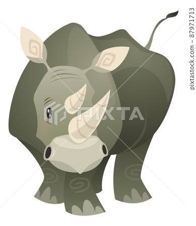Rhino character. Big safari rhinoceros. Wild animal Rhino character. Big safari rhinoceros. Wild animal 87971713