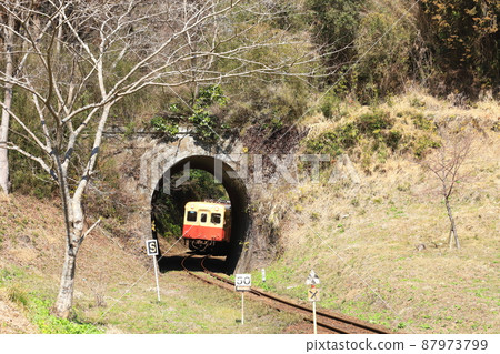 小湊鐵道“火車穿過房總山的隧道” 87973799