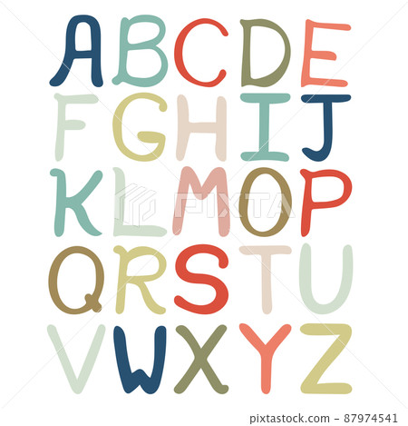 Colorful alphabet, ABC isolated, hand drawn style, font isolated, type. 87974541