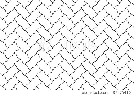 White seamless herringbone pattern of pavement with interlocking figured blocks 87975410