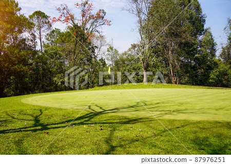 View of Golf Course with beautiful putting green. 87976251