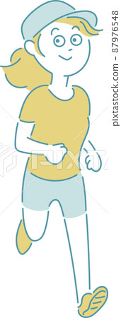 一個戴著帽子跑步的女人 87976548