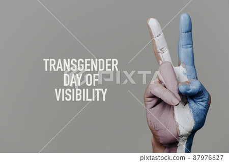 text transgender day of visibility and V-sign 87976827
