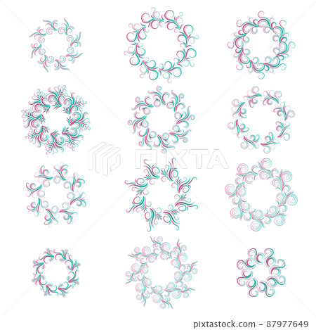 Curly frame set isolated on white. Curly frame set isolated on white. 87977649