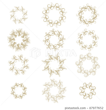 Curly frame set isolated on white. Curly frame set isolated on white. 87977652