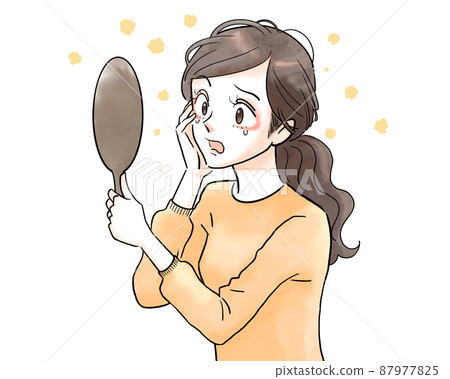 Illustration of a woman who gets rough with pollen Illustration of a woman who gets rough with pollen 87977825