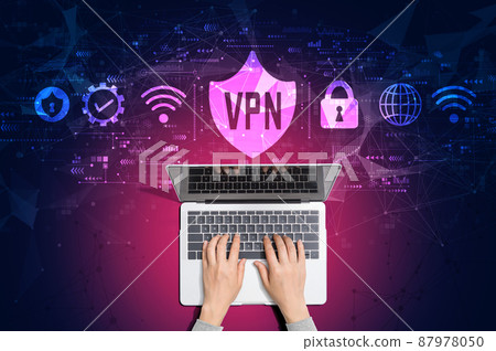 VPN concept with person using laptop 87978050