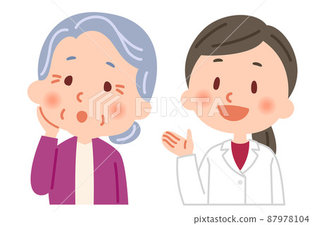 The doctor who gives the explanation and the old man who listens to the explanation 87978104