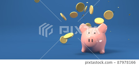 Financial theme with piggy bank and coins 87978166