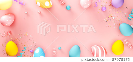 Colorful hand decorated Easter eggs Colorful hand decorated Easter eggs 87978175
