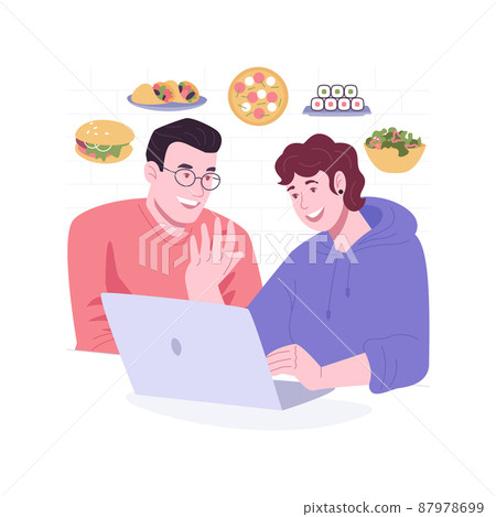 Order food online isolated cartoon vector illustrations. Order food online isolated cartoon vector illustrations. 87978699