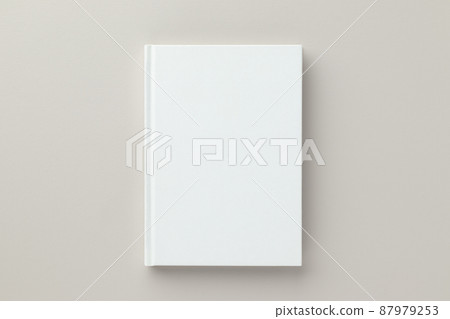 White book blank cover mockup on a beige background, flat lay, mockup White book blank cover mockup on a beige background, flat lay, mockup 87979253