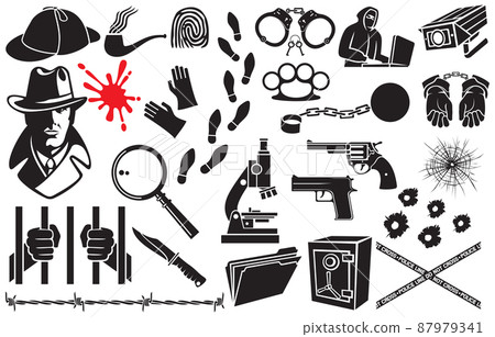Detective vector icons set Detective vector icons set 87979341