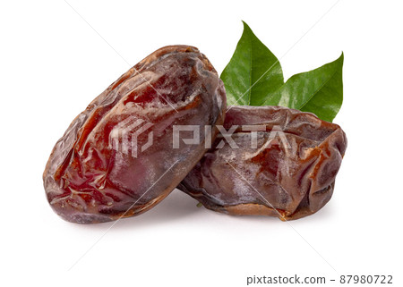 Date palm isolated on white background with clipping path is a staple food of the Middle East and the Indus Valley. Date palm isolated on white background with clipping path is a staple food of the Middle East and the Indus Valley. 87980722
