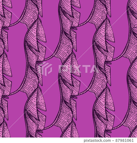 Banana leaves seamless pattern.Vintage tropical branch in engraving style. 87981061