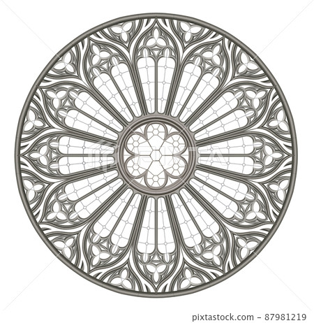 Medieval Gothic stained glass round window texture Medieval Gothic stained glass round window texture 87981219