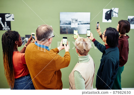 People Scanning QR Code In Gallery 87982630