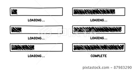 Progress loading bar. Infographics design element with status of completion. Hand drawn vector illustration 87983290