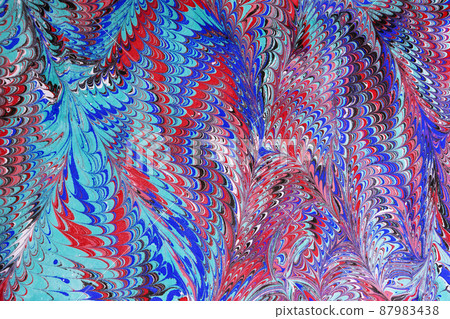 Colorful liquid paints mixed together creating modern abstract. illustrations. Colorful liquid paints mixed together creating modern abstract. illustrations. 87983438